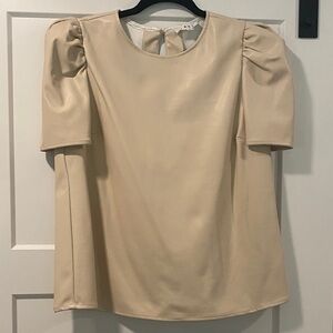 THML Pleather Cream Puff Sleeve Top